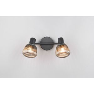 Plafoniera Tarifa, TRIO, 29.5x19 cm, 10W, 2x E14, metal, negru mat/argintiu imagine