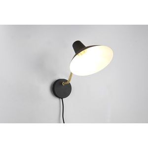 Lampa de perete Traveller, TRIO, 32.7x21 cm, 10W, 1x E27, metal, negru/auriu imagine