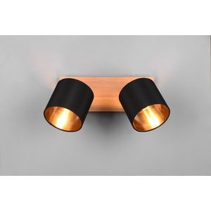 Plafoniera Tommy, RL, 30x12x19.5 cm, 28W, 2x E14, metal, negru/natur imagine