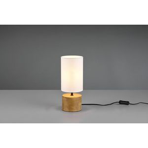 Lampa de masa Woody, RL, 12x30 cm, 40W, 1x E14, lemn/textil, alb/natur imagine