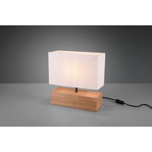 Lampa de masa Woody, RL, 30x12x30.5 cm, 60W, 1x E27, lemn/textil, alb/natur imagine