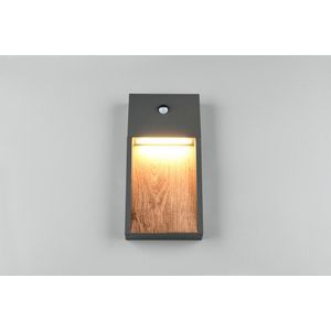 Aplica de perete pentru exterior cu senzor Salmon, TRIO, 16.5x33 cm, 11W, 1x SMD, aluminiu, antracit/natur imagine