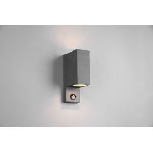 Aplica de perete pentru exterior cu senzor Roya, TRIO, 7x11.6x22 cm, 35W, 2x GU10, aluminiu, antracit imagine