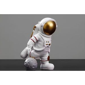 Decoratiune, CY0374, 16x8x10 cm, Poliester, Alb/Auriu imagine