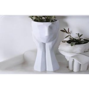 Ghiveci, CY0458, 11x20x11 cm, Poliester, Alb imagine