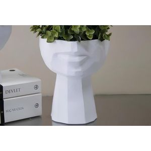 Ghiveci, CY0463, 15x18x15 cm, Poliester, Alb imagine