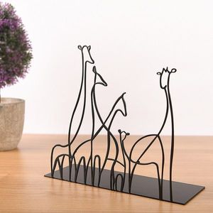 Decoratiune, Giraffa, 18x20 cm, Metal, Negru imagine