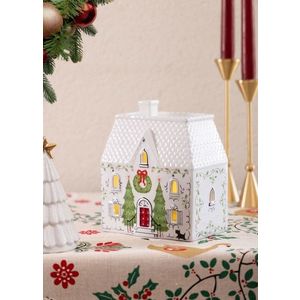 Decoratiune, SUS0225, 14x9x17 cm, Ceramica, Rosu/Alb imagine