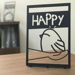 Decoratiune, Happy Pod, 20x30 cm, Metal, Negru imagine