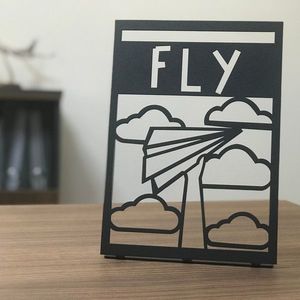 Decoratiune, Fly Pod, 20x30 cm, Metal, Negru imagine