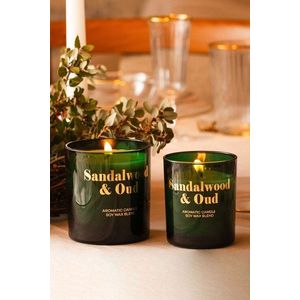 Set de lumanari, Glam Sandalwoodd & Oud, Sticla, Verde imagine