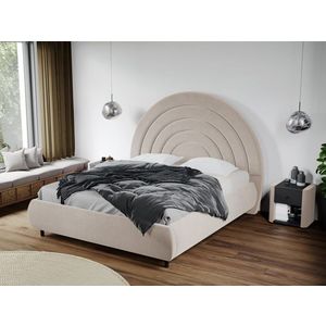 Pat Tapitat Leo cu tablie semirotunda fix Crem - Velluto 2 180x200 imagine