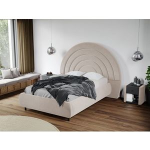 Pat Tapitat Leo cu tablie semirotunda fix Crem - Velluto 2 140x200 imagine