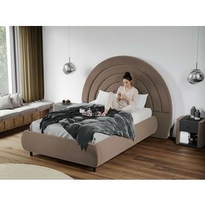 Pat Tapitat Leo cu tablie semirotunda fix Cappuccino - Velluto 29 140x200 imagine