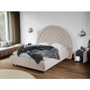 Pat Tapitat Leo cu tablie semirotunda fix Crem - Velluto 2 160x200 imagine