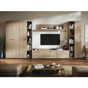 Living Silensia C5 UNO - Mobila sufragerie aspect lemn / bej imagine