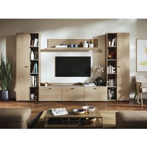 Living Silensia C5 - Mobila sufragerie aspect lemn / bej imagine