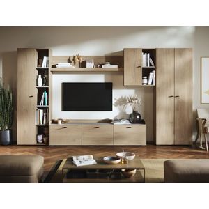 Living Silensia C4 UNO - Mobila sufragerie aspect lemn / bej imagine
