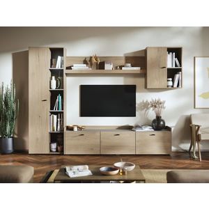 Living Silensia C4 - Mobila sufragerie aspect lemn / bej imagine