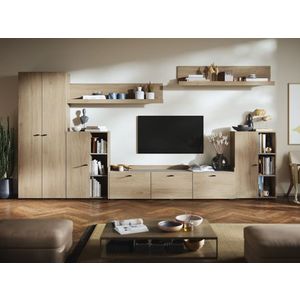 Living Silensia C3 UNO - Mobila sufragerie aspect lemn / bej imagine
