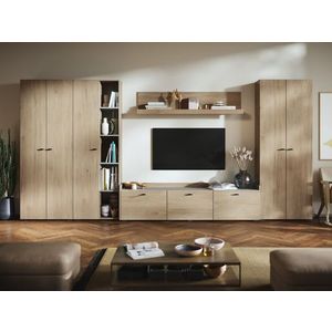 Living Silensia C2 DUO - Mobila sufragerie aspect lemn / bej imagine