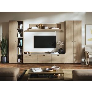 Living Silensia C2 UNO - Mobila sufragerie aspect lemn / bej imagine