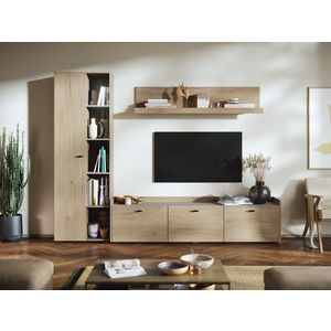 Living Silensia C2 - Mobila sufragerie aspect lemn / bej imagine