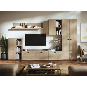 Living Silensia C1 UNO - Mobila sufragerie aspect lemn / bej imagine