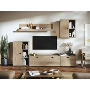 Living Silensia C1 - Mobila sufragerie aspect lemn / bej imagine