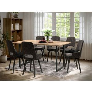 Set Masa Olive + 6 Scaune Berna Gri Inchis imagine