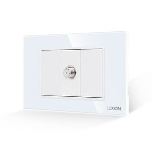 Priza TV Satelit 1M + 2 Taste False LUXION cu Rama din Sticla, Standard Italian, 3M imagine