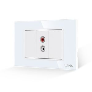 Priza Audio 1M + 2 Taste False LUXION cu Rama din Sticla, Standard Italian, 3M imagine