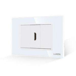 Priza HDMI + 2 Taste False LUXION cu Rama din Sticla, Standard Italian, 3M imagine