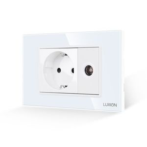 Priza Schuko + Priza TV cu Rama din Sticla LUXION, Standard Italian, 3M imagine