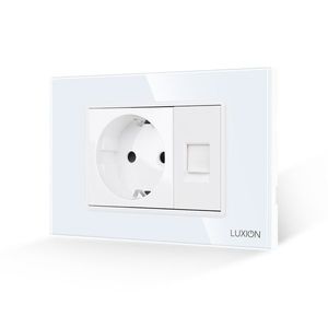Priza Schuko + Priza Internet cu Rama din Sticla LUXION, Standard Italian, 3M imagine