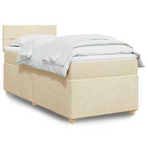 vidaXL Pat box spring cu saltea, crem, 80x200 cm, textil imagine