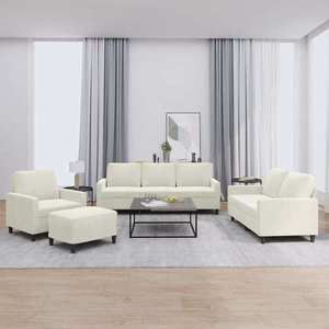 vidaXL Set de canapele cu perne, 4 piese, crem, catifea imagine