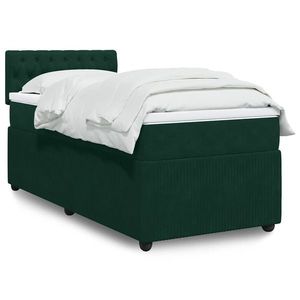vidaXL Pat box spring cu saltea, verde închis, 90x190 cm, catifea imagine