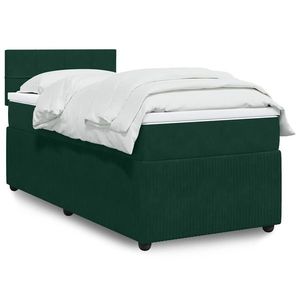 vidaXL Pat box spring cu saltea, verde închis, 90x190 cm, catifea imagine