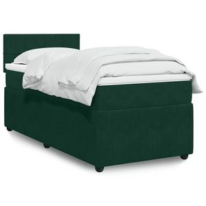 vidaXL Pat box spring cu saltea, verde închis, 90x190 cm, catifea imagine