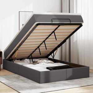 vidaXL Cadru de pat otoman cu saltea gri 120x200cm piele artificială imagine