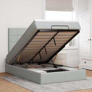 vidaXL Cadru de pat otoman cu saltele Gri deschis 120x200cm catifea imagine