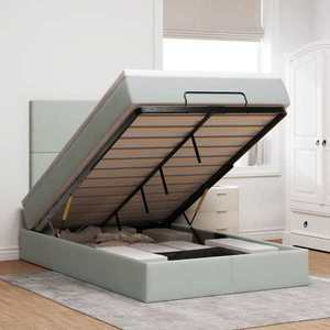 vidaXL Cadru de pat otoman cu saltele Gri deschis 120x200cm catifea imagine