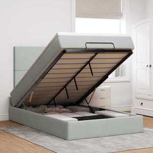 vidaXL Cadru de pat otoman cu saltele Gri deschis 120x200cm catifea imagine