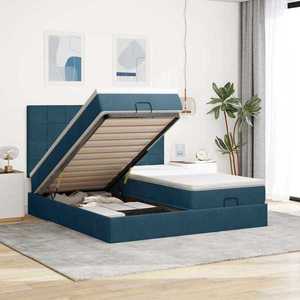vidaXL Cadru pat otoman cu saltele Albastru închis 180x200cm catifea imagine