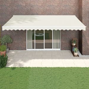 vidaXL Copertină retractabilă, crem, 5x3 m, textil și aluminiu imagine