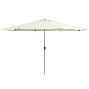 vidaXL Umbrelă de soare de grădină, stâlp metalic, alb nisipiu 390 cm imagine