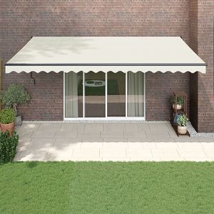 vidaXL Copertină retractabilă, crem, 5x3 m, textil și aluminiu imagine