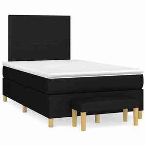 vidaXL Pat box spring cu saltea, negru, 120x190 cm, catifea imagine