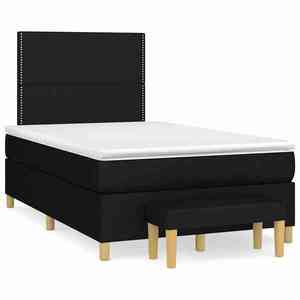 vidaXL Pat box spring cu saltea, negru, 120x190 cm, catifea imagine